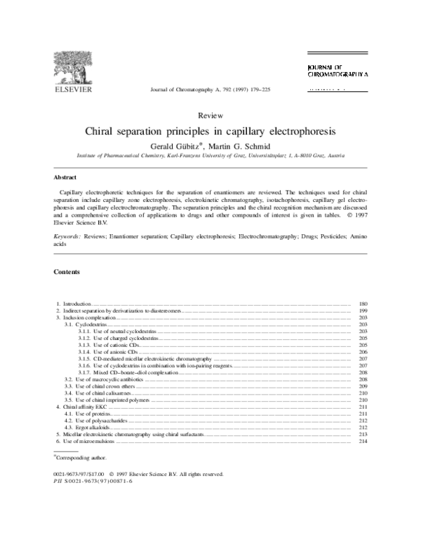 (PDF) Chiral separation principles in capillary electrophoresis