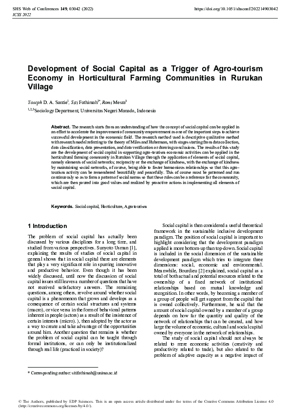 (PDF) Development of Social Capital as a Trigger of Agro-tourism ...