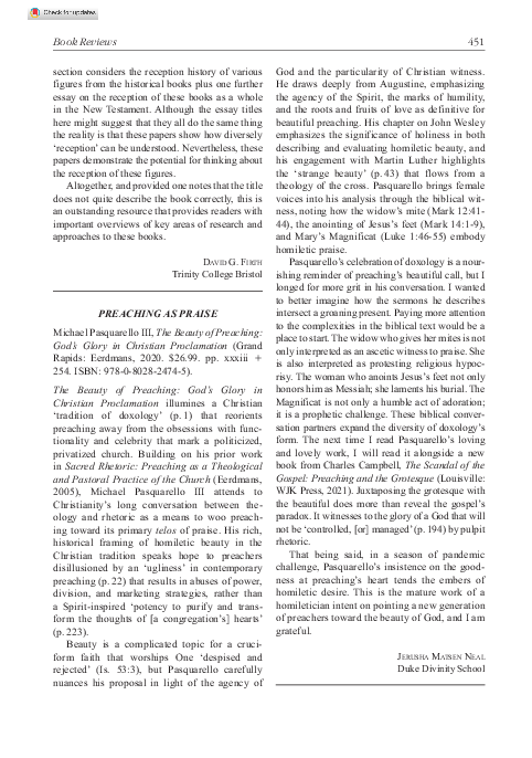 (PDF) Preaching as Praise.Review