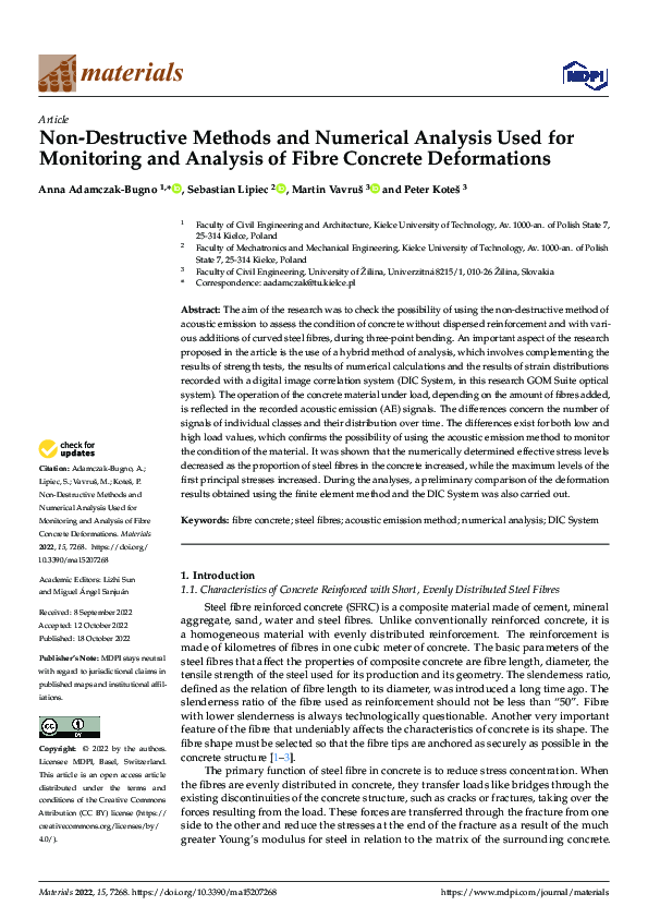 (PDF) Non-Destructive Methods and Numerical Analysis Used for ...