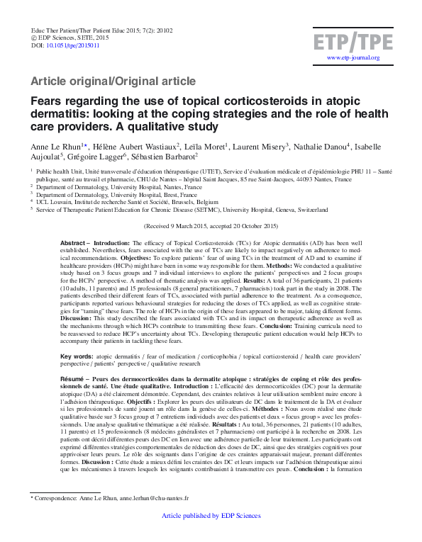 (PDF) Fears regarding the use of topical corticosteroids in atopic ...