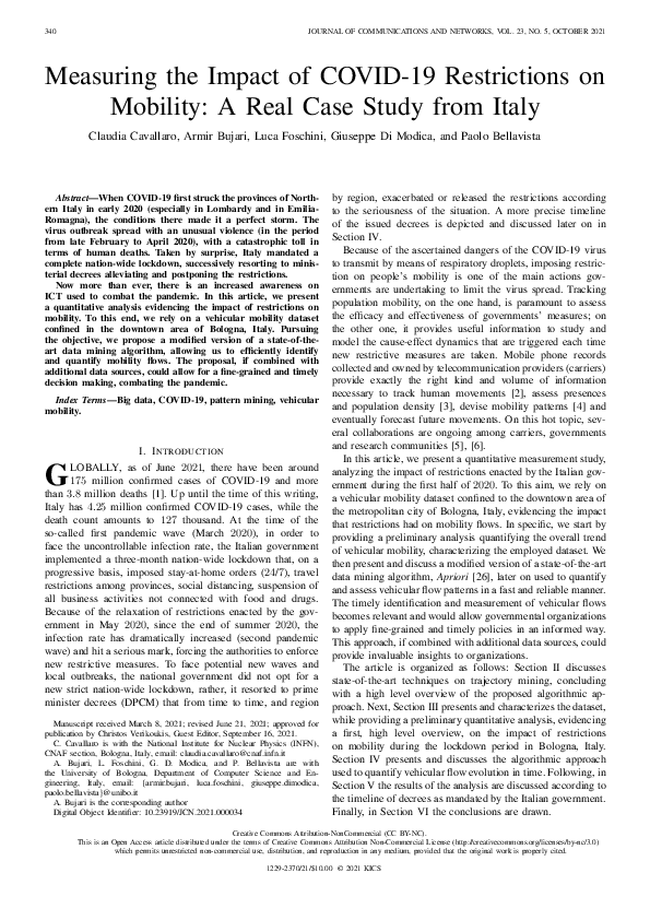 (PDF) Measuring the impact of COVID-19 restrictions on mobility: A real ...