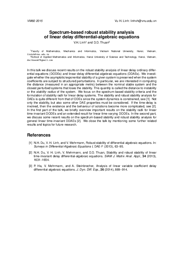 (PDF) Spectrum-Based Robust Stability Analysis of Linear Delay ...