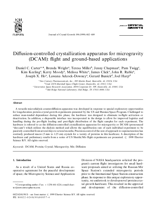 (PDF) Diffusion-controlled crystallization apparatus for microgravity ...