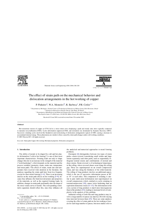 (PDF) The effect of strain path on the mechanical behavior and ...