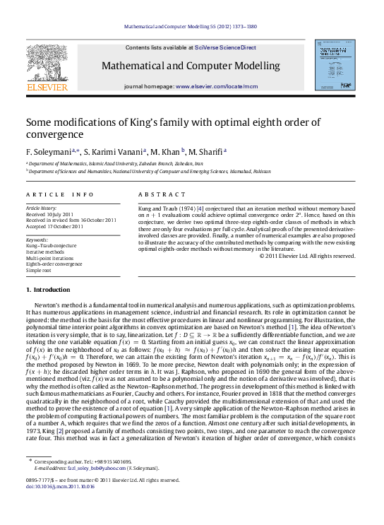 (PDF) Some modifications of King’s family with optimal eighth order of ...