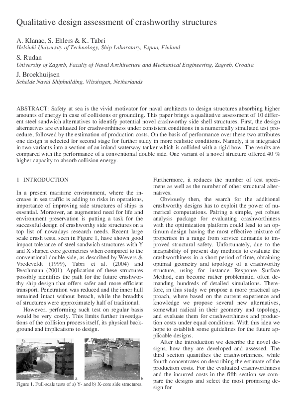 (PDF) Qualitative design assessment of crashworthy structures