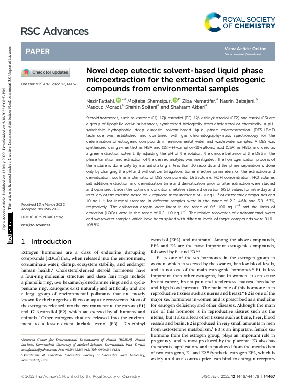 (PDF) Novel deep eutectic solvent-based liquid phase microextraction ...