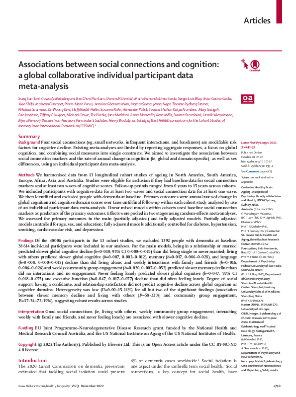 (PDF) Associations between social connections and cognition: a global ...