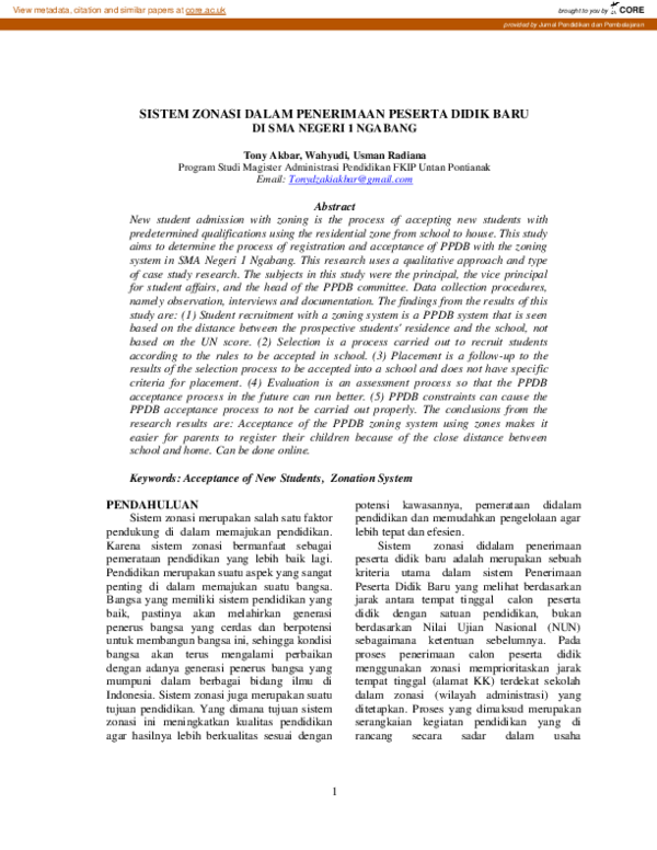(PDF) Sistem Zonasi Dalam Penerimaan Peserta Didik Baru DI Sma Negeri 1 ...