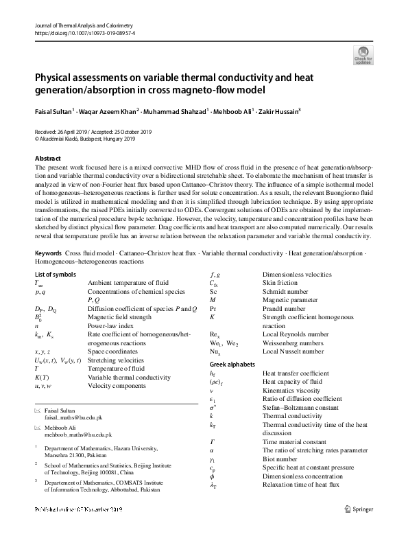 (PDF) Physical assessments on variable thermal conductivity and heat ...