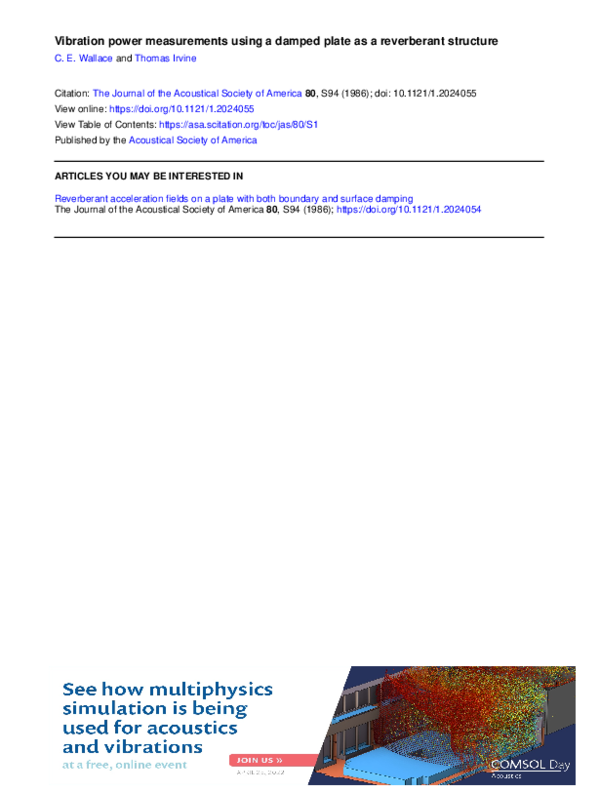 (PDF) Vibration power measurements using a damped plate as a