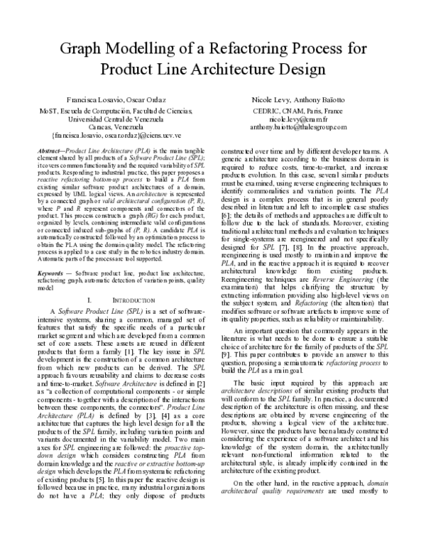 (PDF) Graph modelling of a refactoring process for Product Line ...