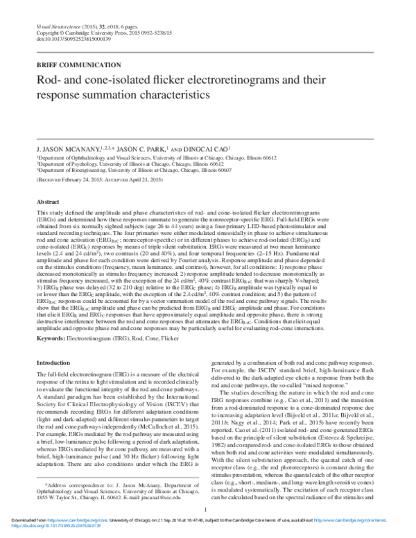 (PDF) Rod- and cone-isolated flicker electroretinograms and their ...