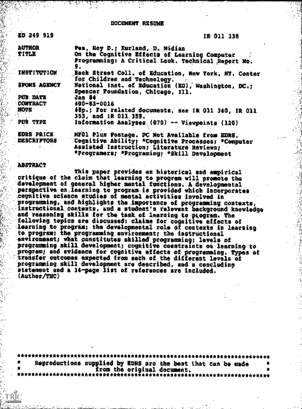 (PDF) On the Cognitive Effects of Learning Computer Programming: A ...