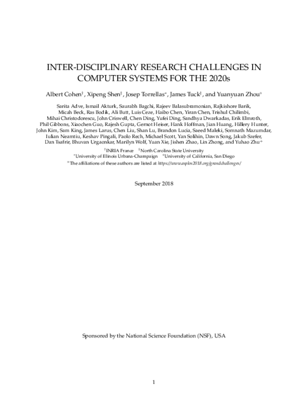 (PDF) Inter-Disciplinary Research Challenges in Computer Systems for ...