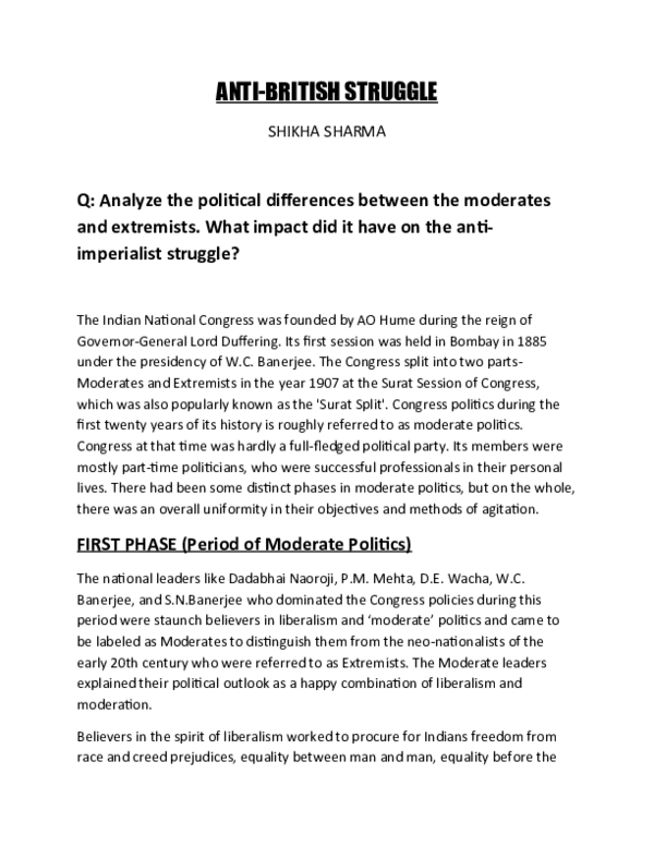 (DOC) MODERATES AND EXTREMISTS