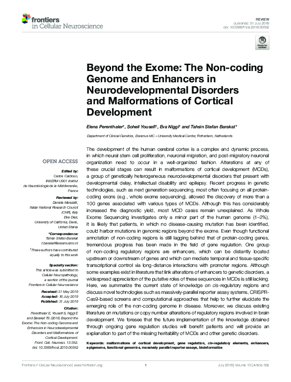 (PDF) Beyond the Exome: The Non-coding Genome and Enhancers in ...