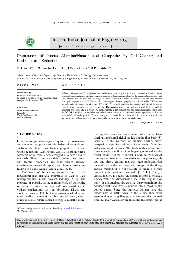 (PDF) Preparation of Porous Alumina/Nano-Nickel Composite by Gel ...