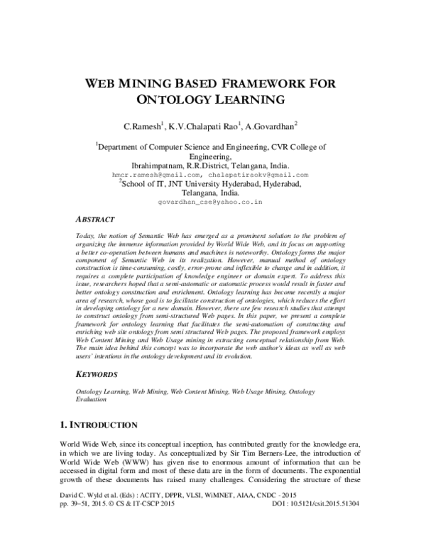 (PDF) Web Mining Based Framework for Ontology Learning
