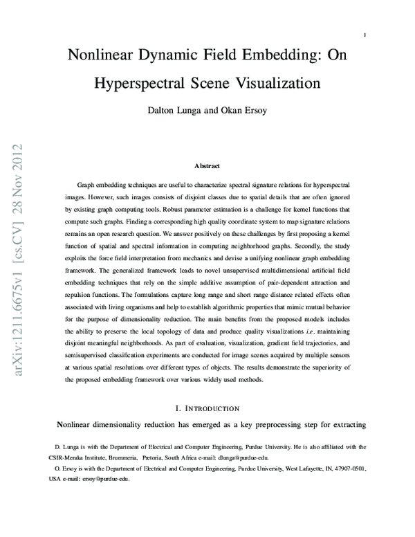 (PDF) 1Nonlinear Dynamic Field Embedding: On Hyperspectral Scene ...