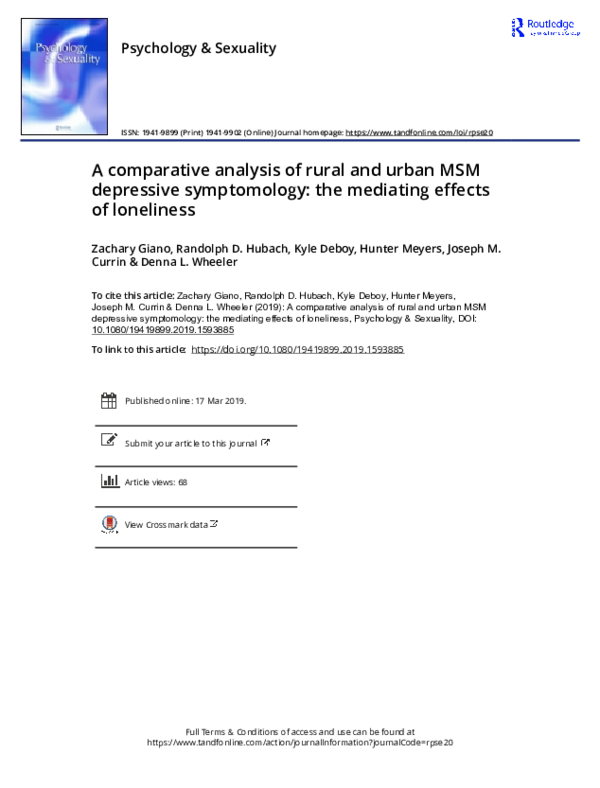(PDF) A comparative analysis of rural and urban MSM depressive ...