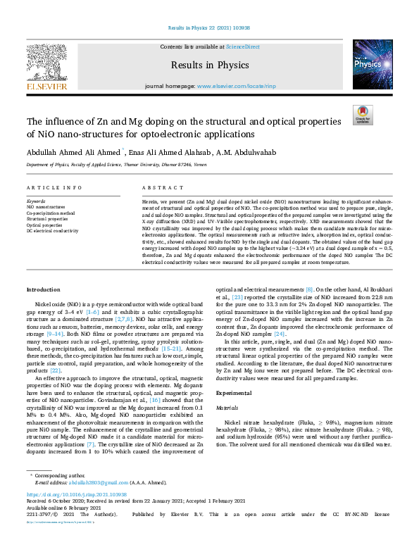 (PDF) The influence of Zn and Mg doping on the structural and optical ...