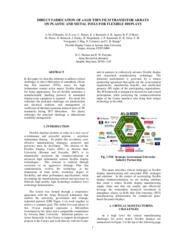 (PDF) Direct Fabrication of a-Si:H Thin Film Transistor Arrays on ...