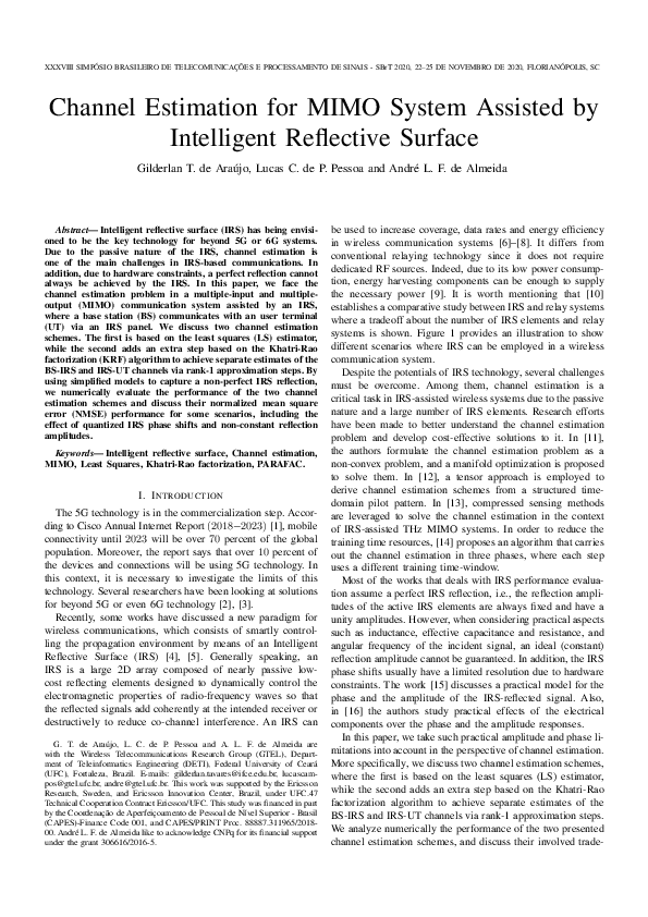 (PDF) Channel Estimation for MIMO System Assisted by Intelligent ...