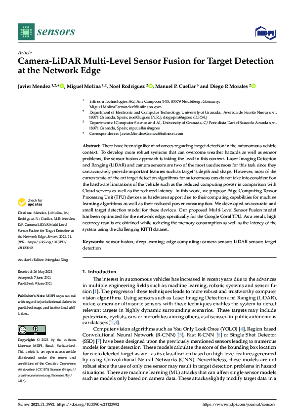 (PDF) Camera-LiDAR Multi-Level Sensor Fusion for Target Detection at ...