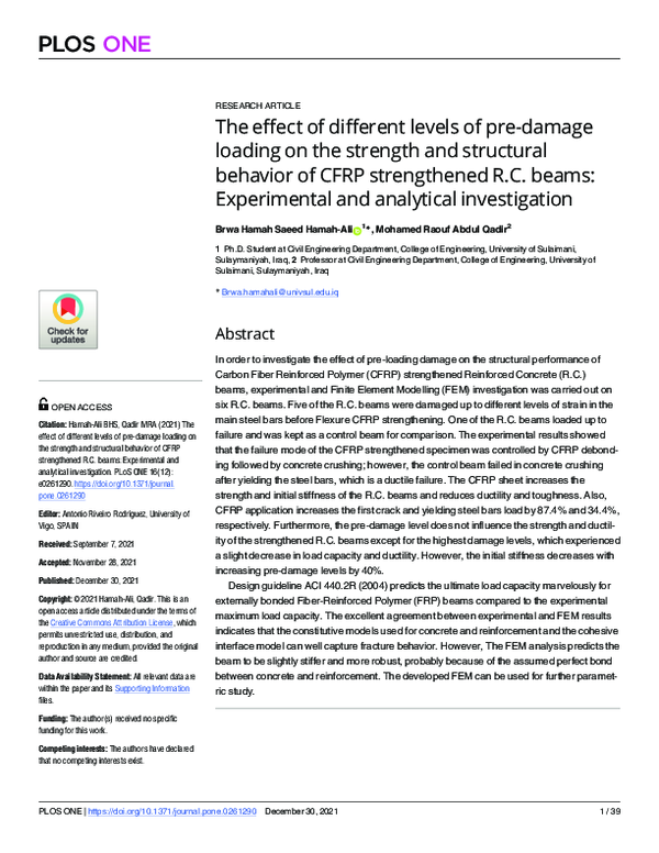 (PDF) The effect of different levels of pre-damage loading on the ...