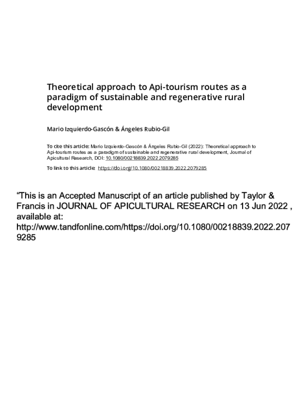 (PDF) Theoretical approach to Api-tourism routes as a paradigm of ...