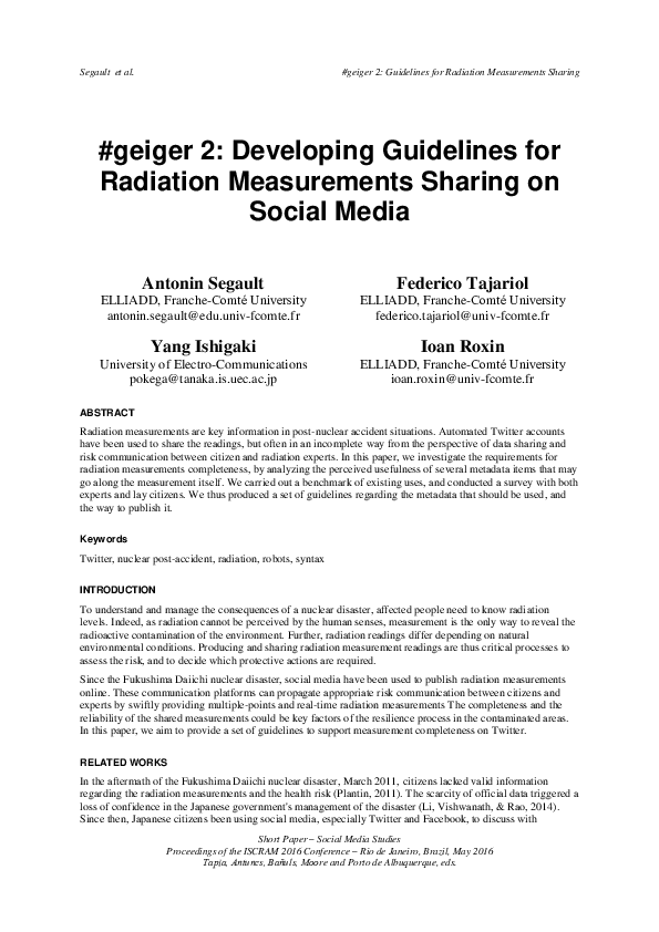 (PDF) #geiger 2: Developing Guidelines for Radiation Measurements ...