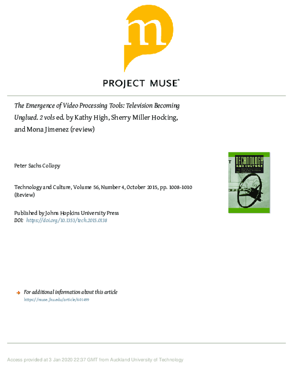 (PDF) The Emergence of Video Processing Tools: Television Becoming ...