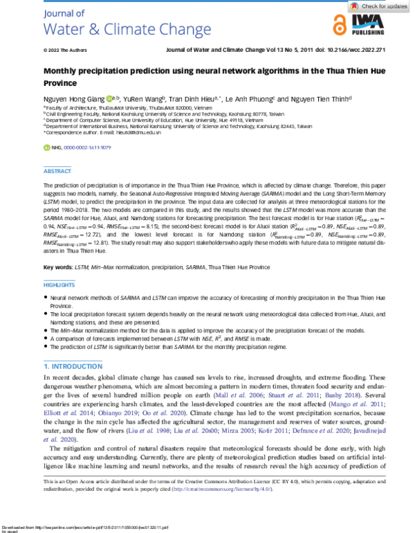 (PDF) Monthly precipitation prediction using neural network algorithms ...