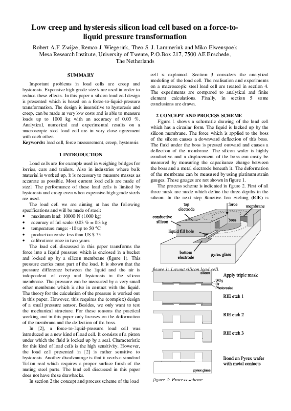 (PDF) Low creep and hysteresis load cell based on a force-to-fluid ...