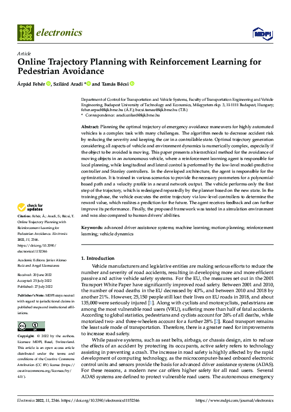 (PDF) Online Trajectory Planning with Reinforcement Learning for ...