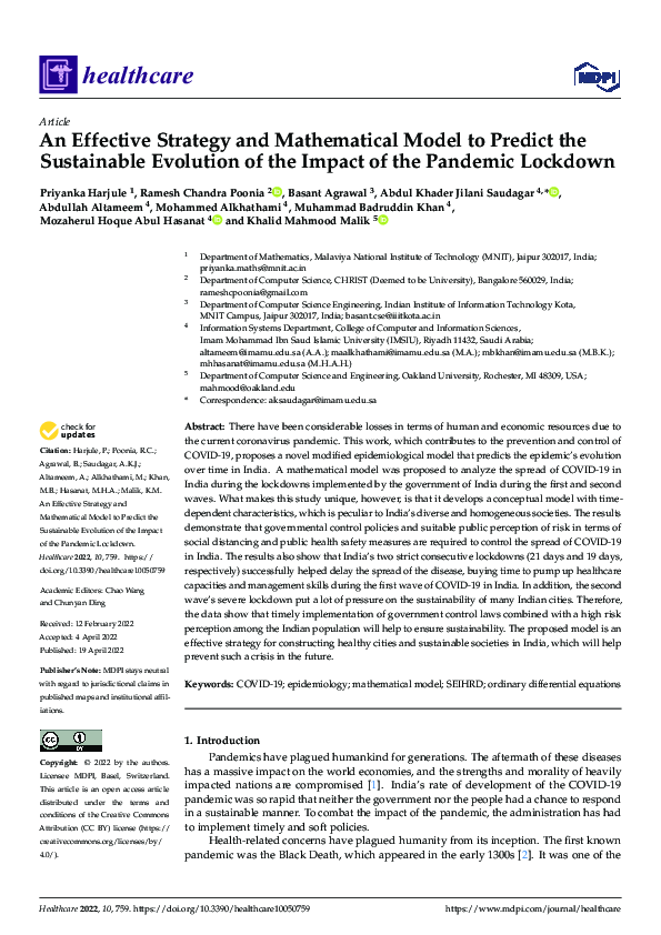 (PDF) An Effective Strategy and Mathematical Model to Predict the ...