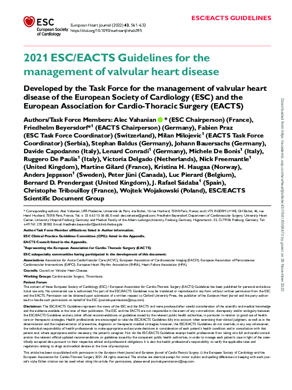 (PDF) 2021 ESC/EACTS Guidelines for the management of valvular heart ...