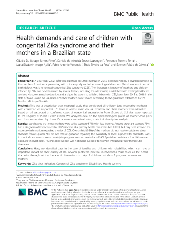 (PDF) Health demands and care of children with congenital Zika syndrome ...