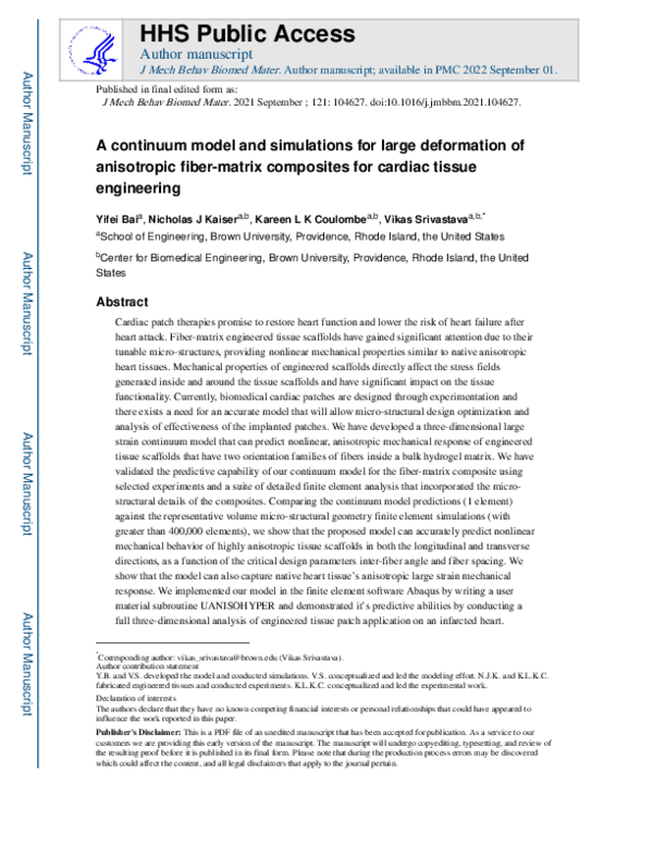 (PDF) A continuum model and simulations for large deformation of ...