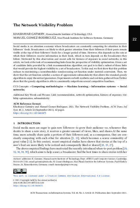 (PDF) The Network Visibility Problem