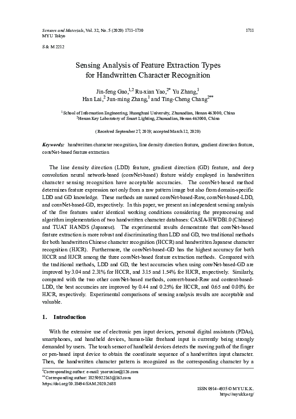 (PDF) Sensing Analysis of Feature Extraction Types for Handwritten ...