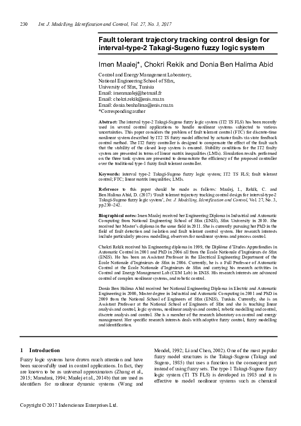 (PDF) Fault tolerant trajectory tracking control design for interval ...
