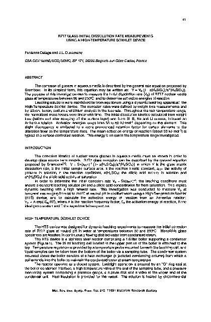 (PDF) R7T7 Glass Initial Dissolution Rate Measurements Using a High ...