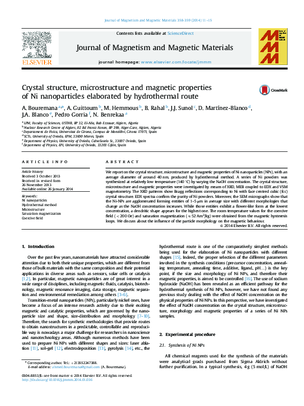 (PDF) Crystal structure, microstructure and magnetic properties of Ni ...