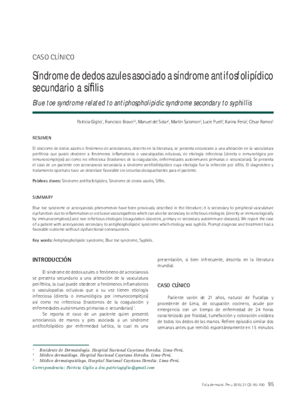 (PDF) Síndrome de dedos azules asociado a síndrome antifosfolipídico ...