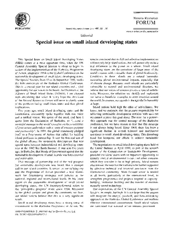 (PDF) Special issue on small island developing states