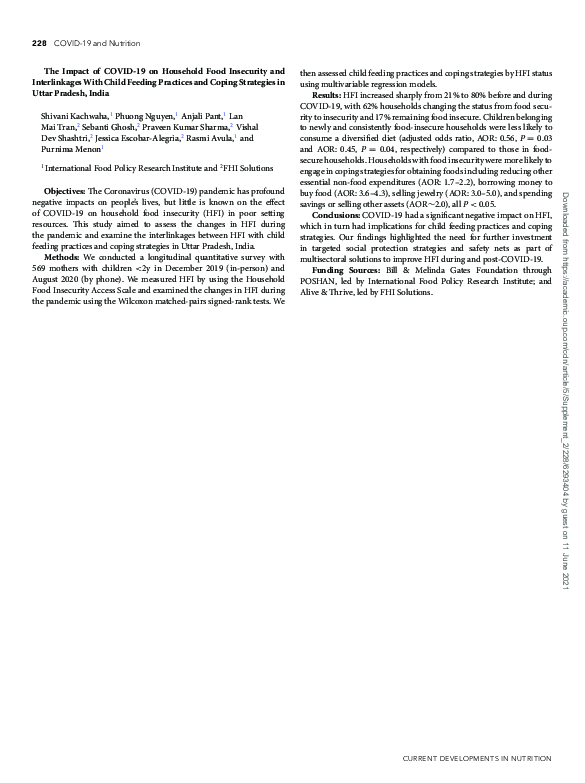 (PDF) The Impact of COVID-19 on Household Food Insecurity and ...