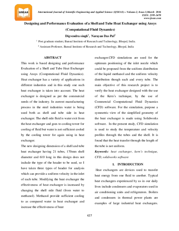 (PDF) Designing and Performance Evaluation of a Shell and Tube Heat ...